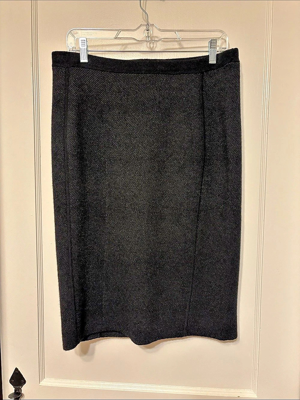Eileen Fisher Wool Blend Knit Pencil Skirt Black / Dark Charcoal Size Medium
